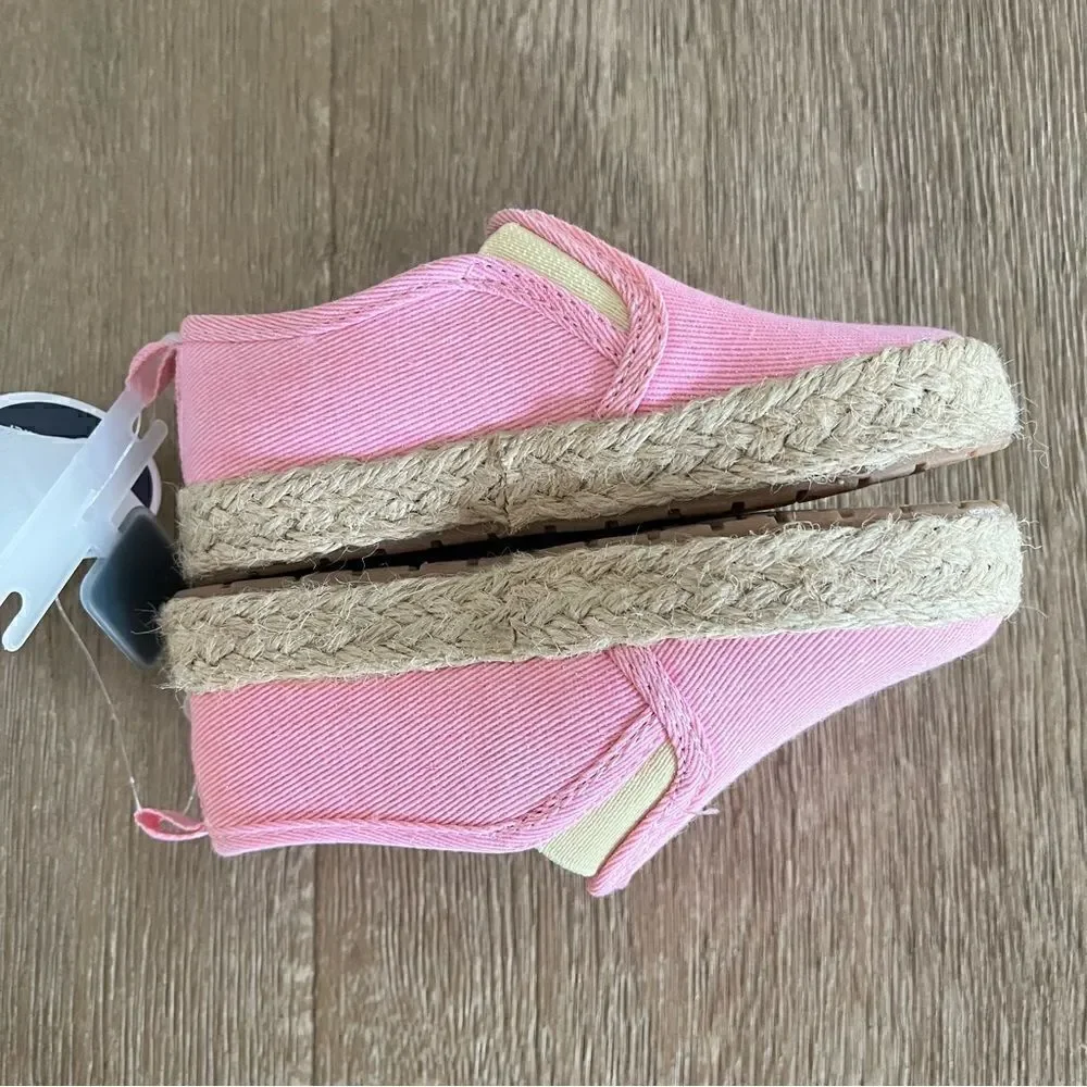 NEW OshKosh B’Gosh Sparkly Lemon Pink Slip On Espadrille Closed Toe Shoes Size 6